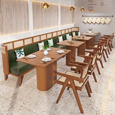 अच्छी कीमत Restaurant Booth Rattan Cafe Style Dining Table And Chairs Modern Wood Furniture ऑनलाइन