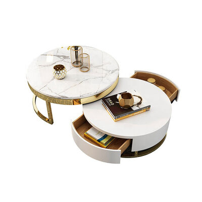 अच्छी कीमत Modern Home Luxury Coffee Center Tables Round Marble With Storage ऑनलाइन