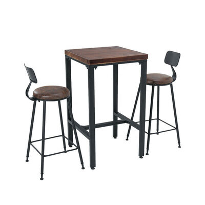 अच्छी कीमत Unique Wooden Bistro Bar Tables Cafe Square 60x60 High Dining Table Set ऑनलाइन