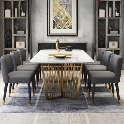 अच्छी कीमत Stainless Steel Marble Dining Table And Chairs Rectangular Shape Non Porous ऑनलाइन