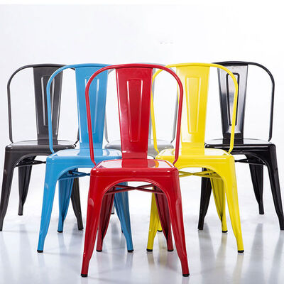 अच्छी कीमत Colourful Restaurant Metal Frame Dining Chairs Vintage Lightweight 43cmx44cmx85cm ऑनलाइन