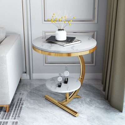 अच्छी कीमत OEM Luxury Marble Center Tables Double Layer Gold White Sofa Side Table ऑनलाइन
