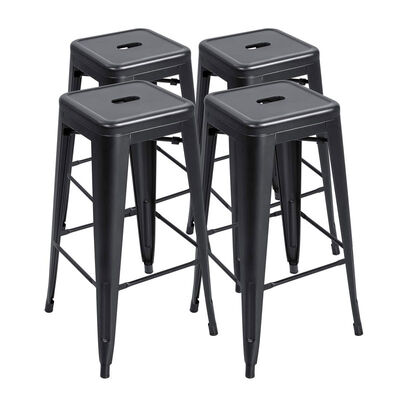 अच्छी कीमत Iron High Foot Bar Chair Industrial Stackable Bar Stool Black Seater ऑनलाइन