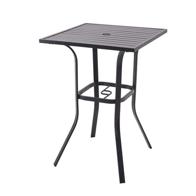 अच्छी कीमत Metal Bistro Table Bar Height Outdoor Square With Umbrella Holes ऑनलाइन