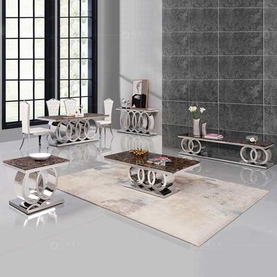 अच्छी कीमत Modern Living Room Stainless Steel Coffee Table 20mm Marble Dining Table ऑनलाइन