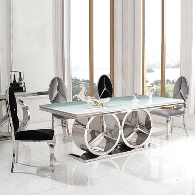 अच्छी कीमत Rectangle Marble Dining Table With 8 Chairs 201 Stainless Steel Leg ऑनलाइन