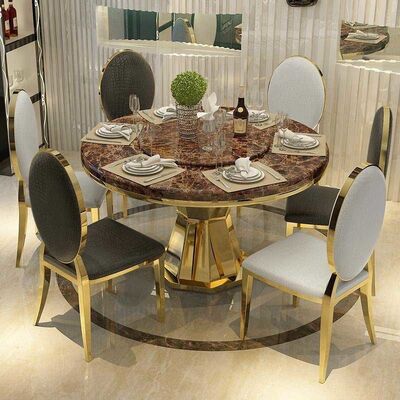 अच्छी कीमत Home Luxury Dining Table And Chairs 1.5 Meter Diameter Round Dining Table ऑनलाइन
