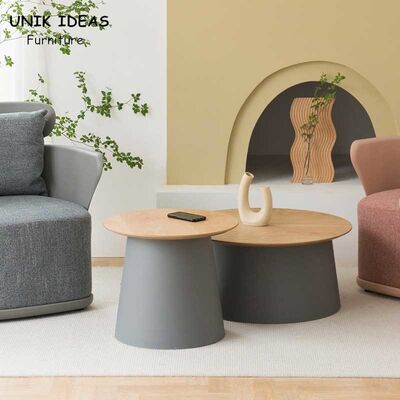 अच्छी कीमत Round Top MDF Coffee Table PP Plastic Base Home Side Center Table ऑनलाइन