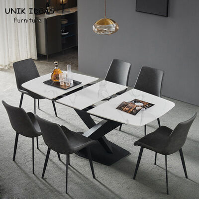 अच्छी कीमत White Luxury Dining Table And Chairs 150cm 140cm 130CM 160cm 6 Seats Extended ऑनलाइन